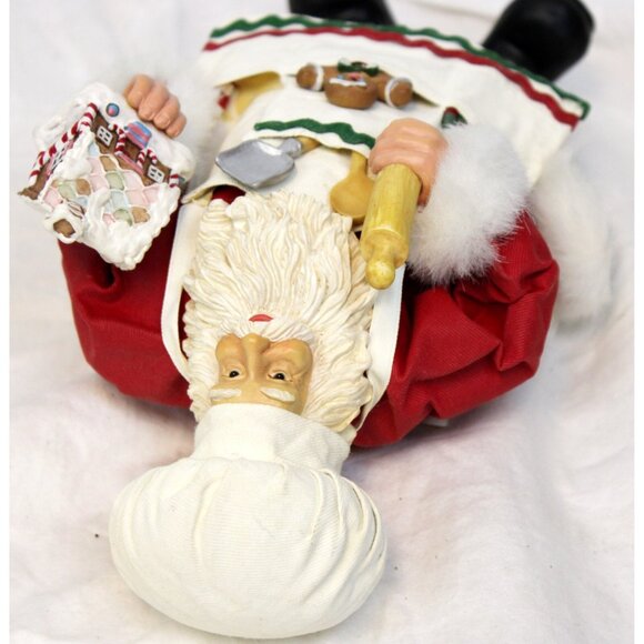 Vtg Fabric Mache Santa Baker 11" Figurine Christmas Cookie Bar Gingerbread Apron - Picture 7 of 7